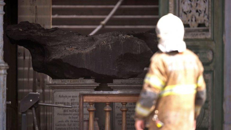 The Bendego meteorite in the National Museum of Brazil in Rio de Janeiro, which was gutted by fire on 2 September 2018