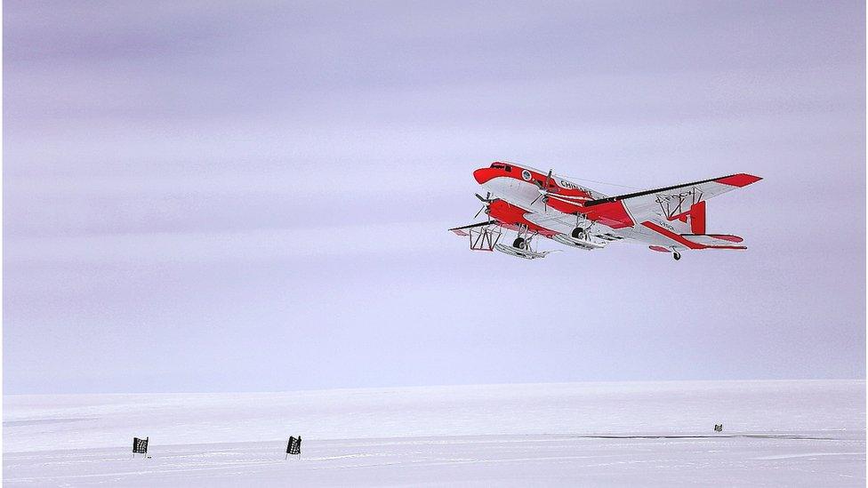 Snow Eagle aircraft takes off