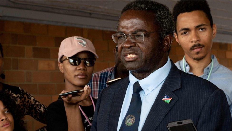 Presidential candidate Panduleni Itula at polling station, Windhoek, 27 November 2019