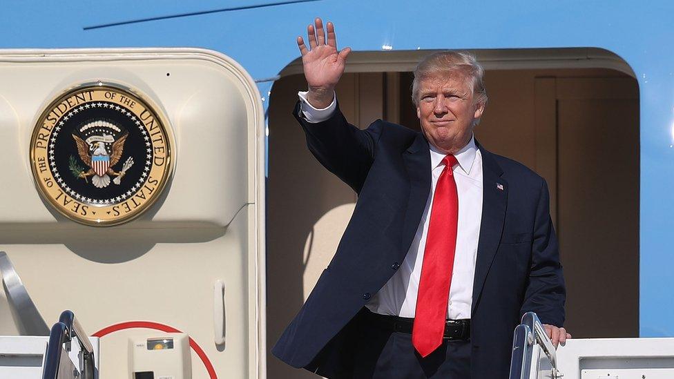 Trump deplaning Air Force 1 in Florida