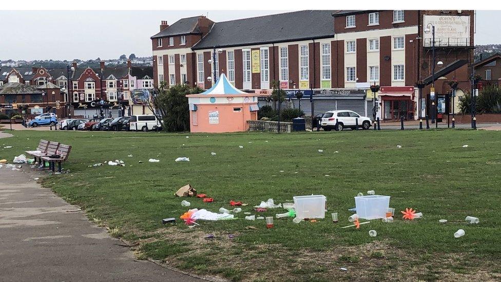 litter at Barry Island