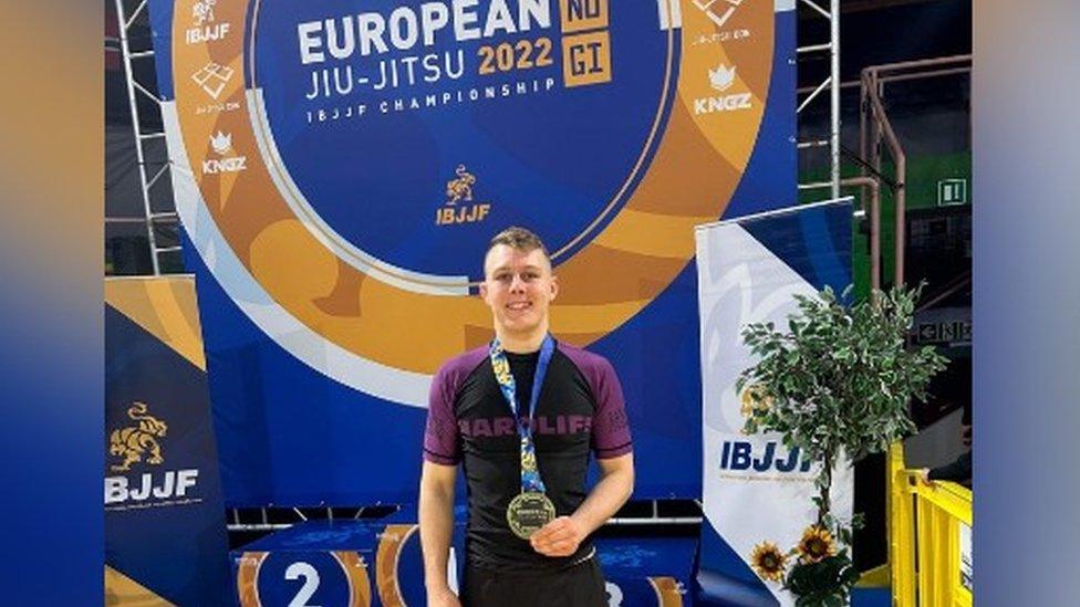 Josh Swainston with his bronze at the European championships