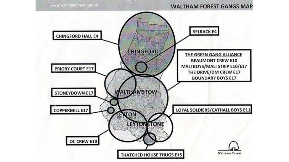 Waltham Forest gang map