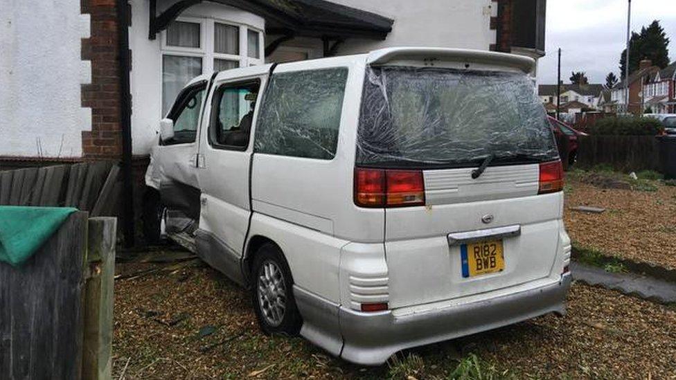 People carrier in house, Silverwood Road, Peterborough