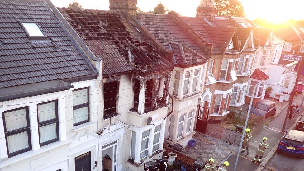 Aftermath of an e-bike fire in London