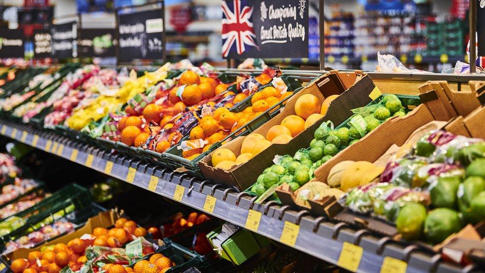 The fresh fruit produce section at an Aldi supermarket