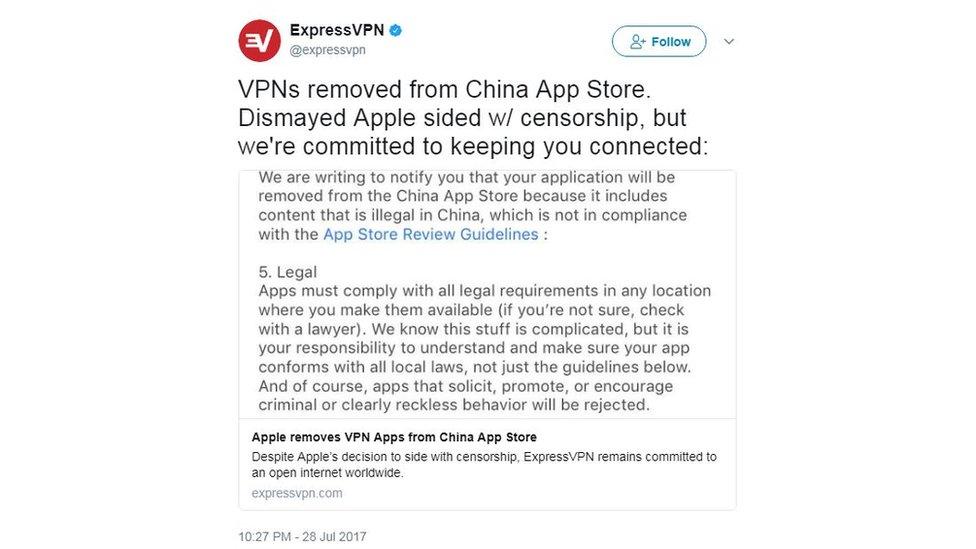 ExpressVPN tweet