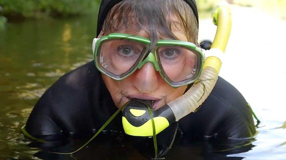 Nicola Crockford in the River Lark in Suffolk