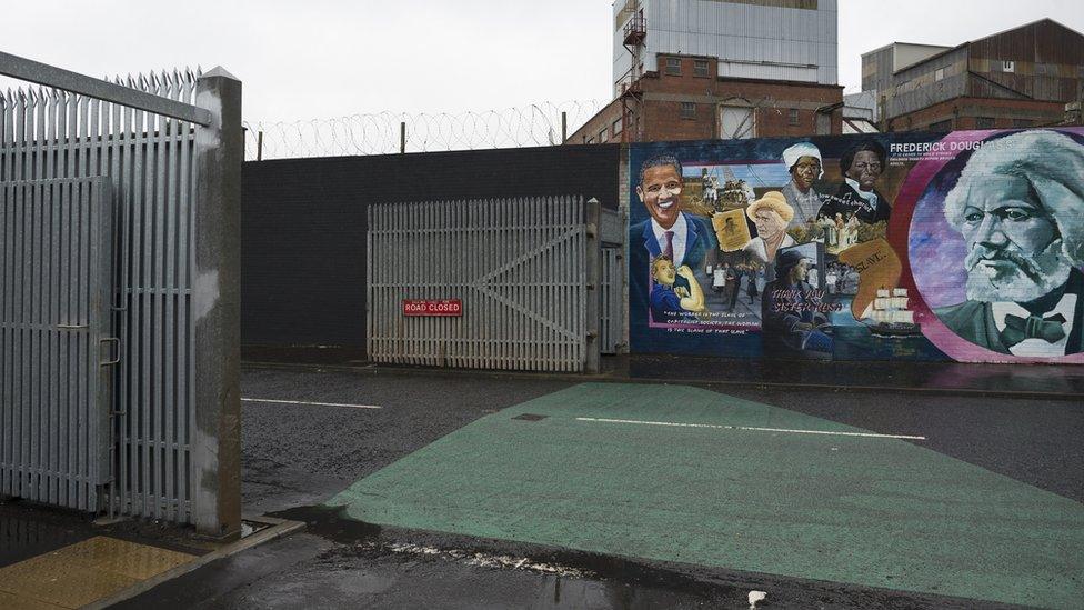 Iron gates between the Falls Road and Shankill Road in Belfast