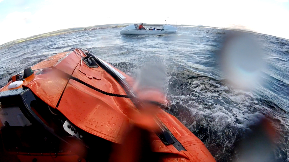 It took the inshore lifeboat seven minutes to reach the rowing boat