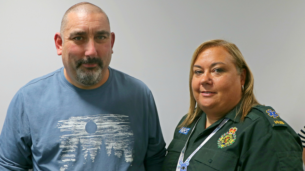 Richard Gaman and emergency call handler Sarah Fisher