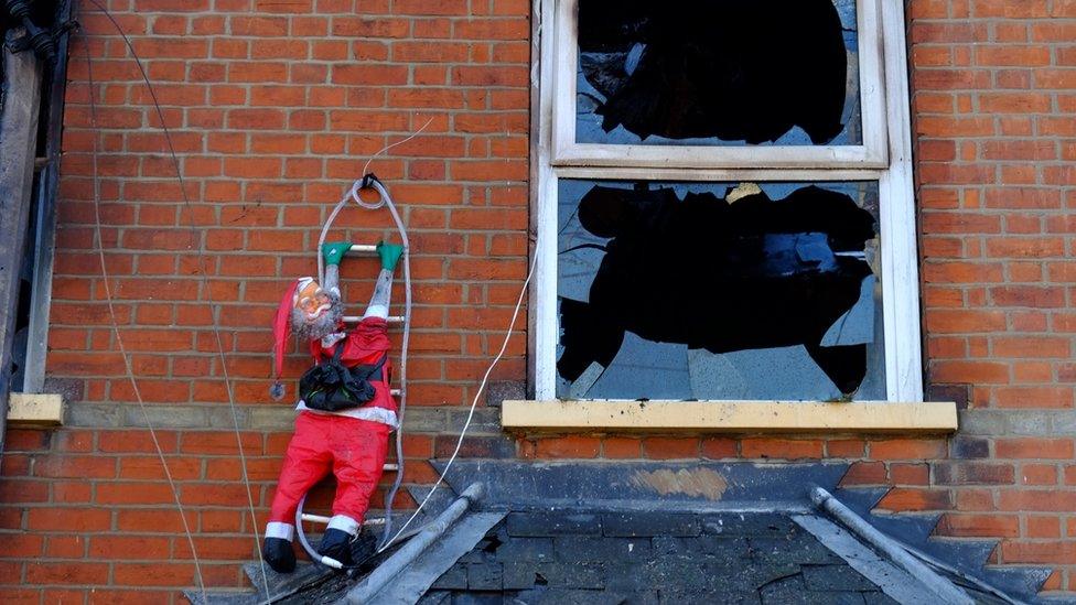 Damage to the door of the Braintree house