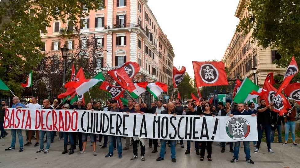 Casa Pound protesters in Rome