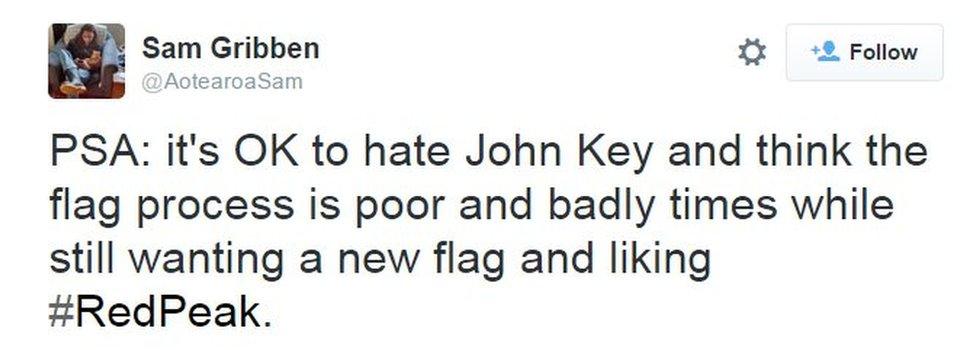 PSA: it's OK to hate John Key and think the flag process is poor and badly times while still wanting a new flag and liking #RedPeak.