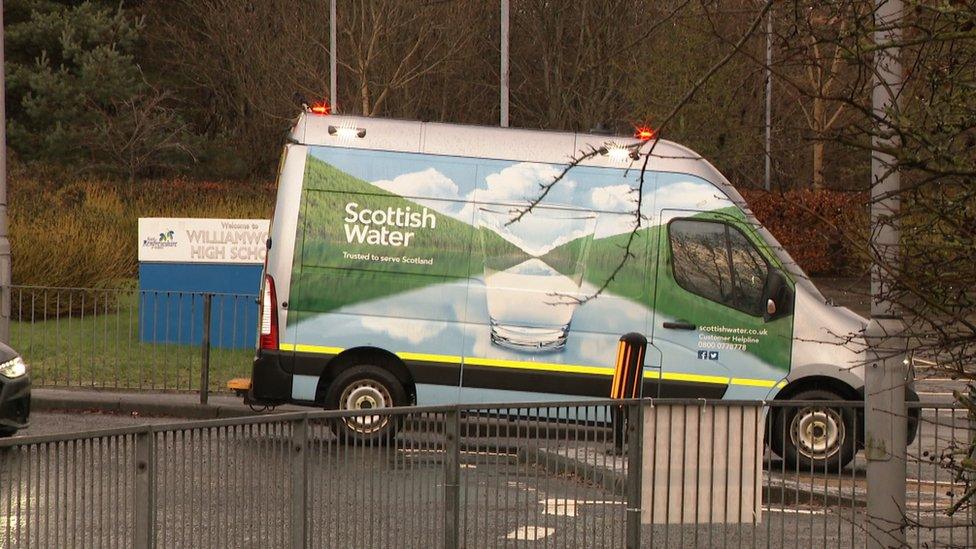 Scottish Water van at Williamwood High School