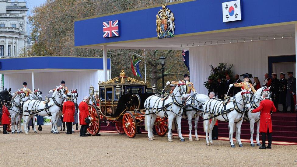 Royal carriages in formal procession