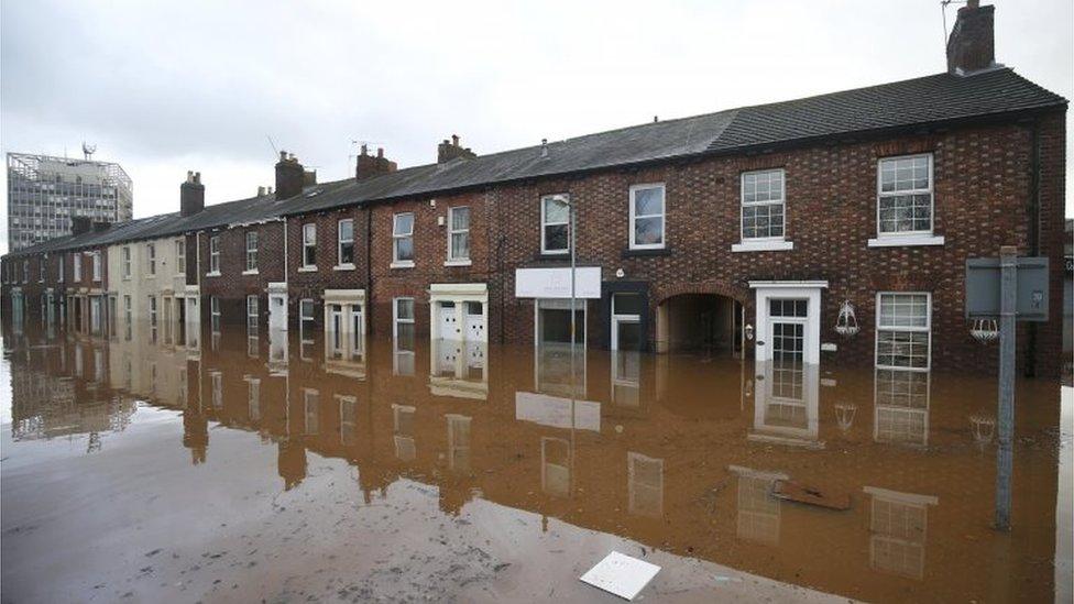 Flooded street in Carlisle