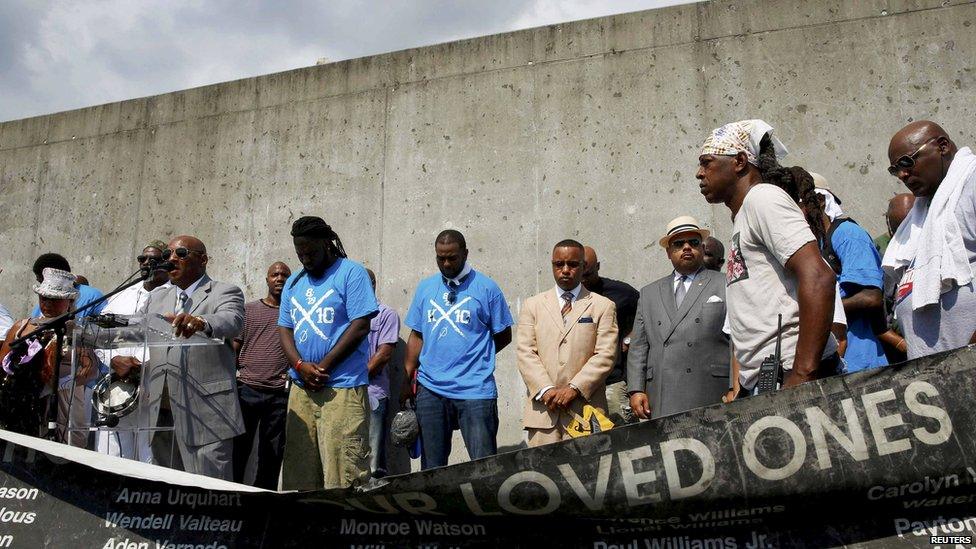 Ceremony at the Lower Ninth Ward levee. 29 Aug 2015