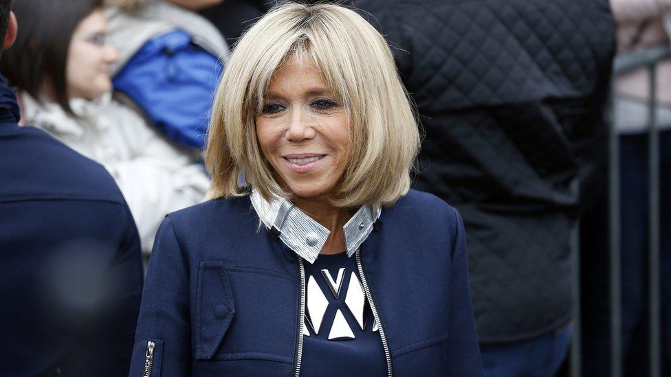 Brigitte Macron leaves a polling station in Le Touquet on 7 May