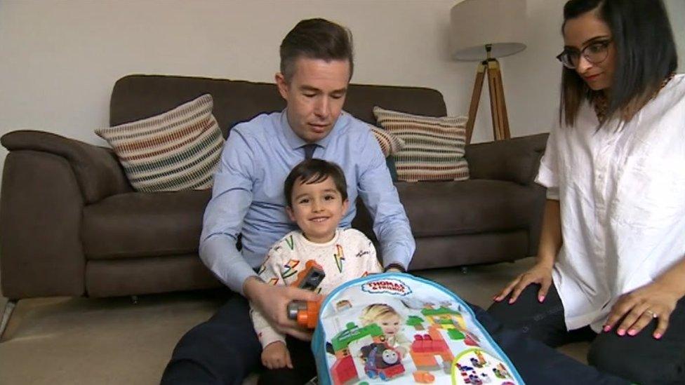 Aadi Wilson with parents Mark and Panna