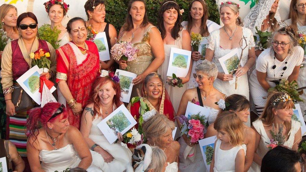 Brides and tree campaigners