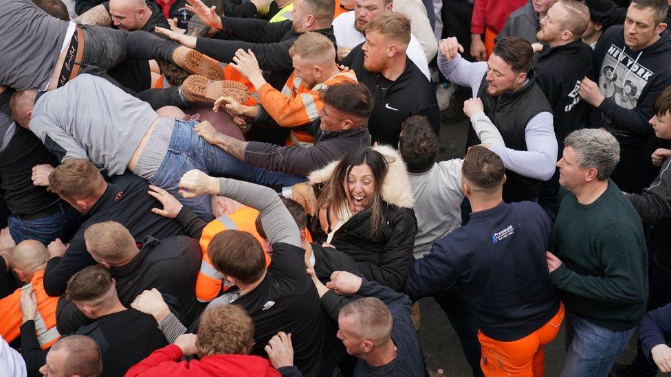 Players at the Atherstone Ball Game 2023