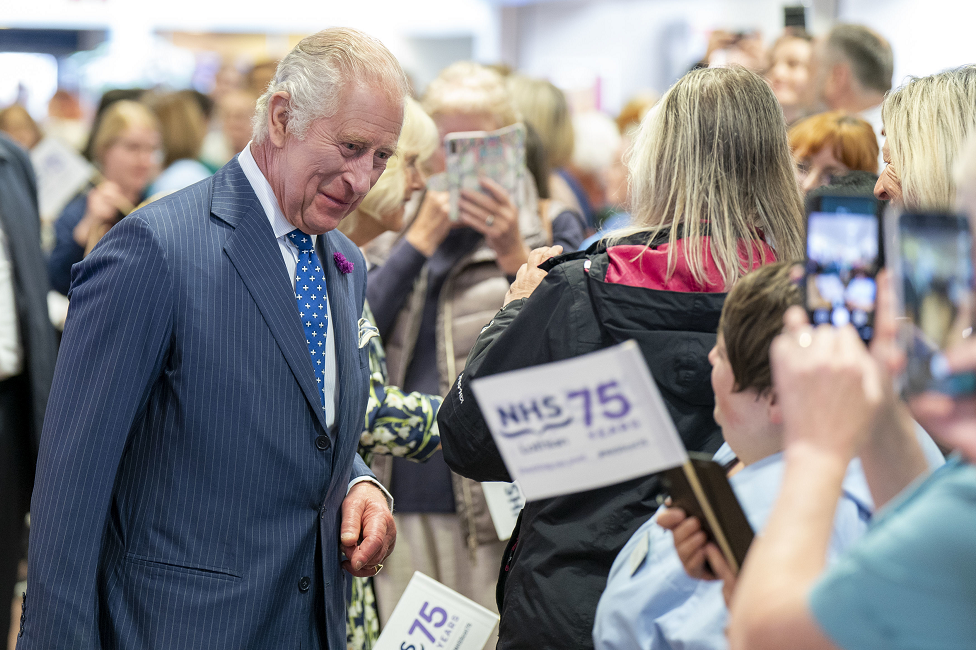 King Charles III during a visit to the Royal Infirmary of Edinburgh to celebrate 75 years of the NHS