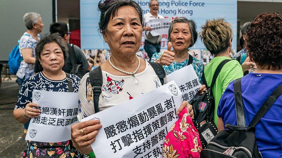 Pro-Hong Kong police supporters on 22 June