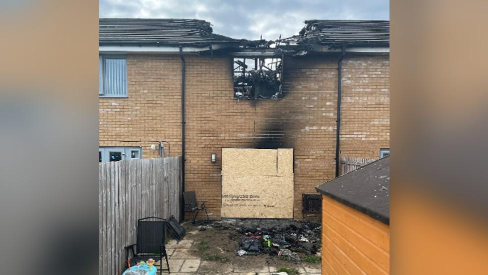 Damage to the rear of the house