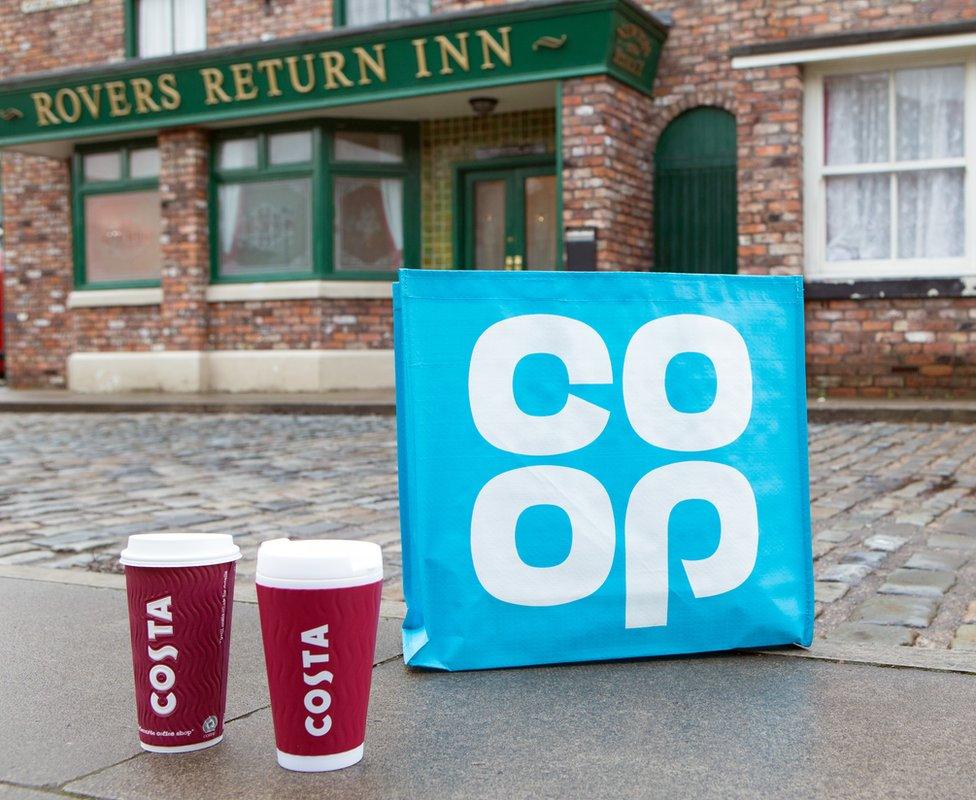 Co-op and Costa Coffee items on Coronation Street