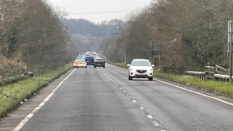 A4067 Godre'r Graig crash scene in January 2022