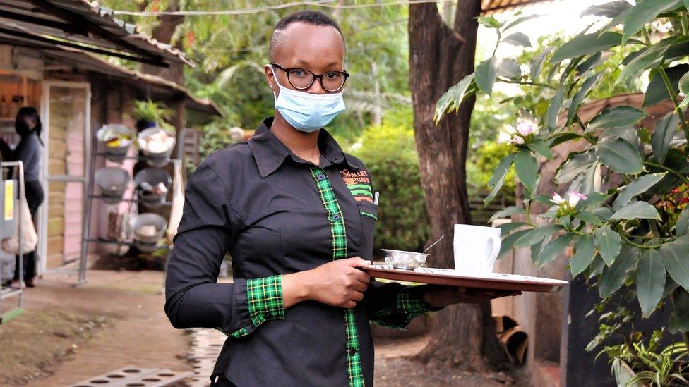 Waitress at the cafe