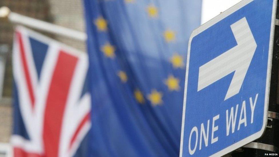 British and EU flags outside the EU's main office in central London