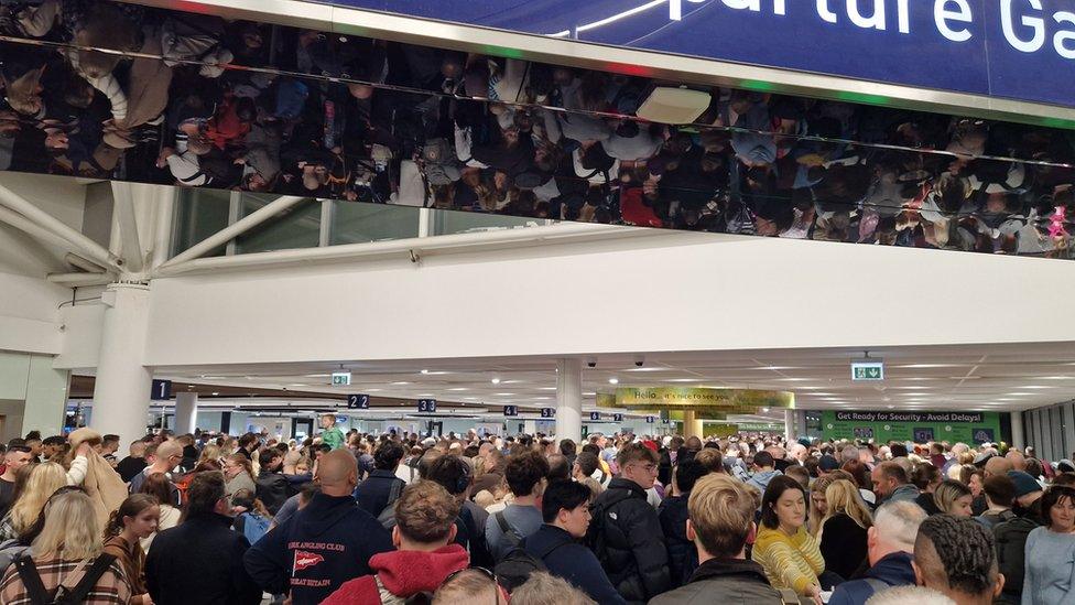 Queues at Bristol Airport