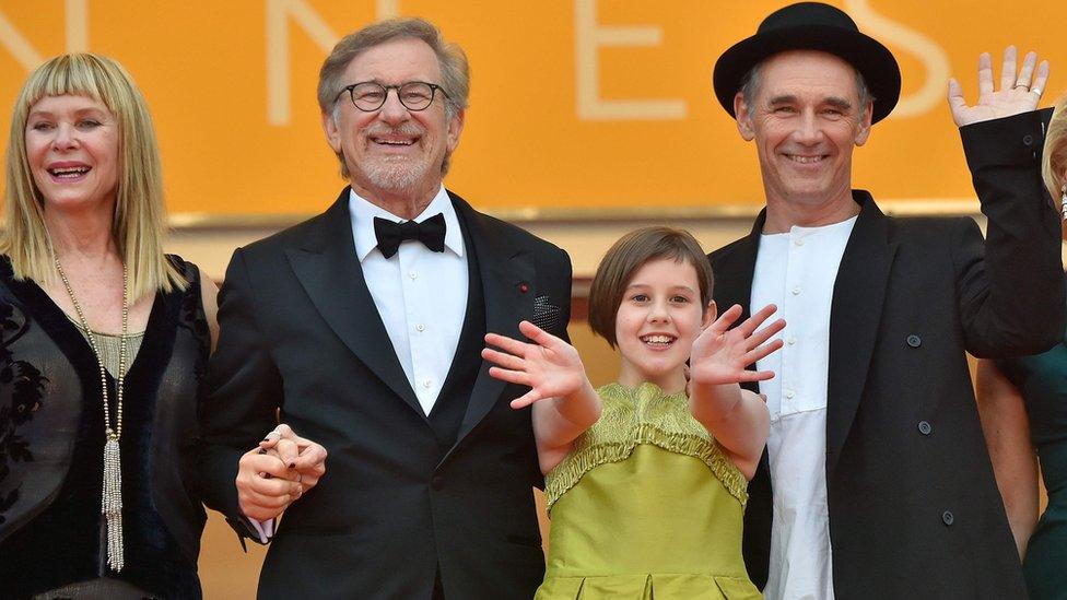 Kate Capshaw, Steven Spielberg, Ruby Barnhill and Mark Rylance