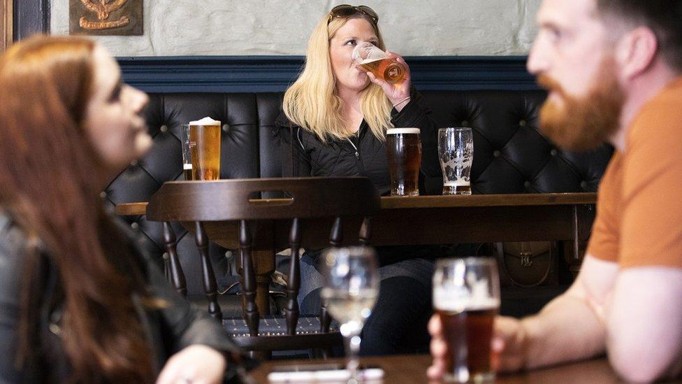 Drinking at a pub in Edinburgh