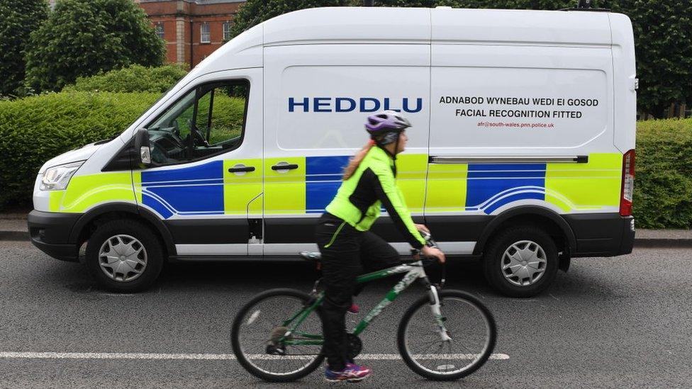 Facial recognition van in Cardiff