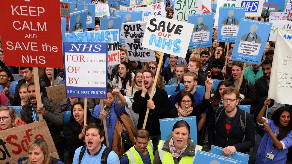 Protestors at a junior doctors' rally