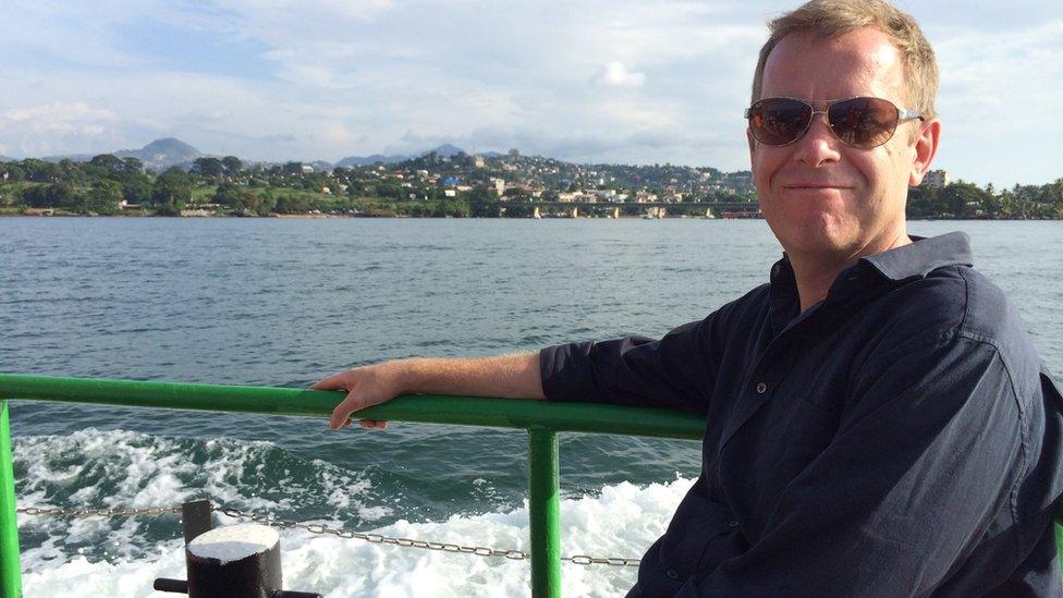 Andrew Harding heading to the airport in Sierra Leone