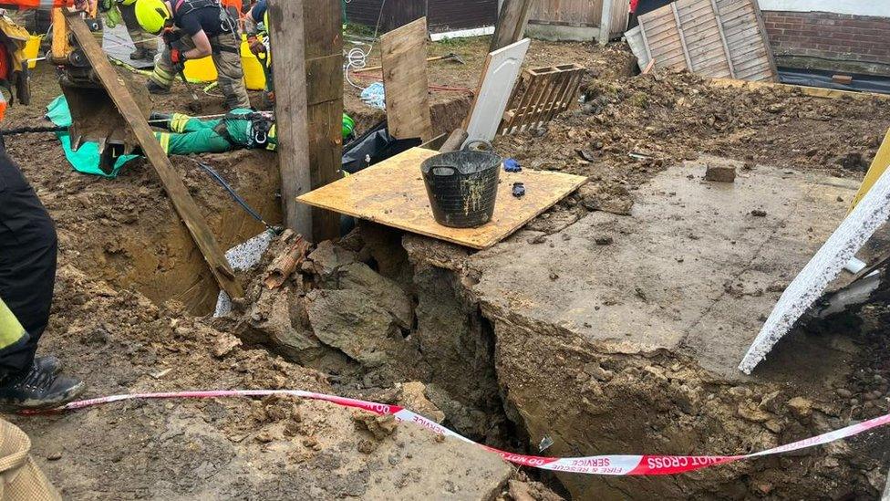 The fire service dig near the 8ft trench