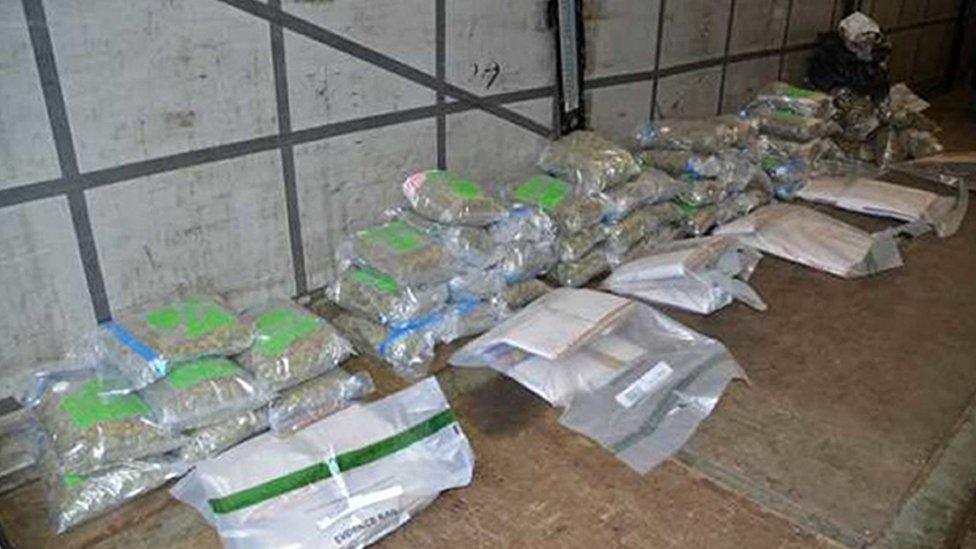 The cocaine and cannabis piled up