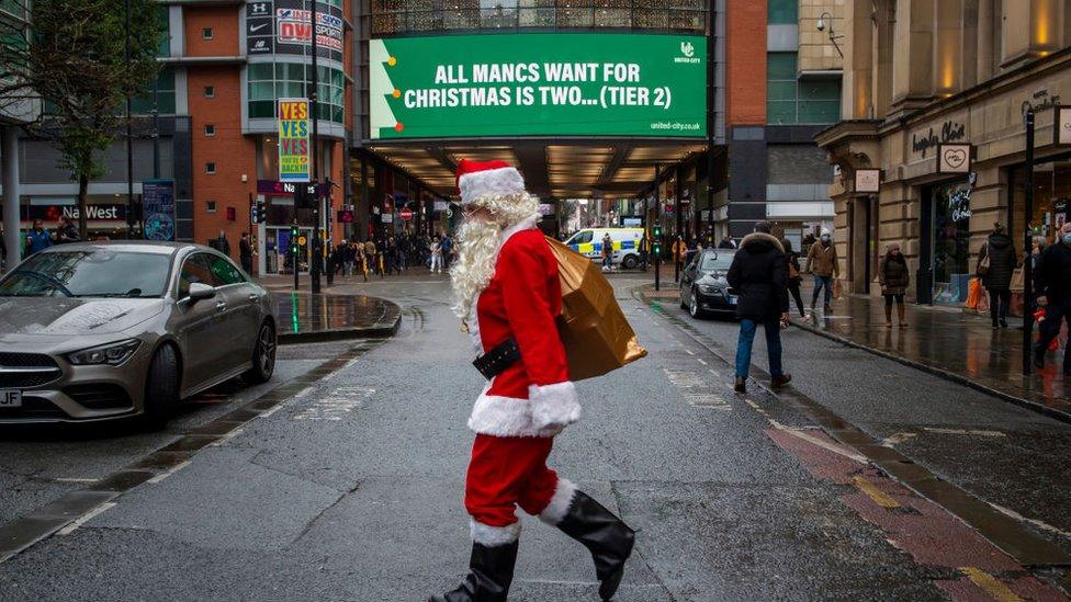 Santa in Manchester City Centre.