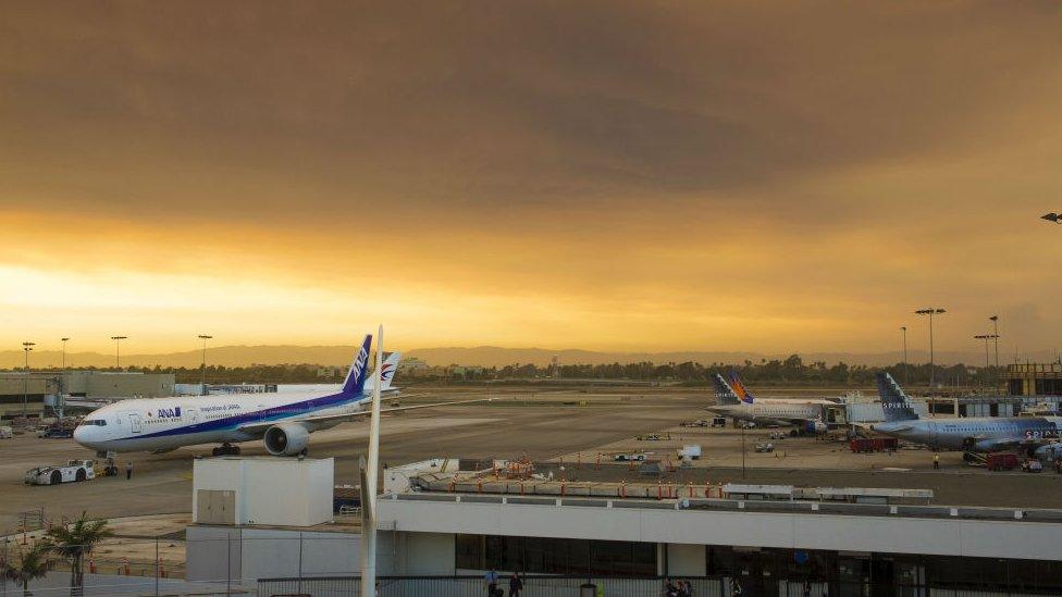 Smoke seen from Los Angeles International Airport. 23 July 2016