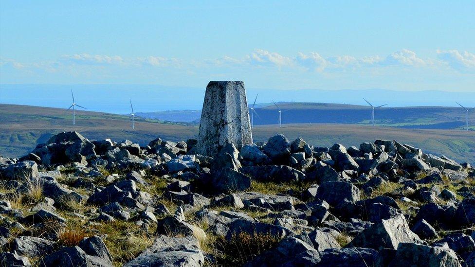 The summit of Tair Carn Isaf, near Ammanford in Carmarthenshire