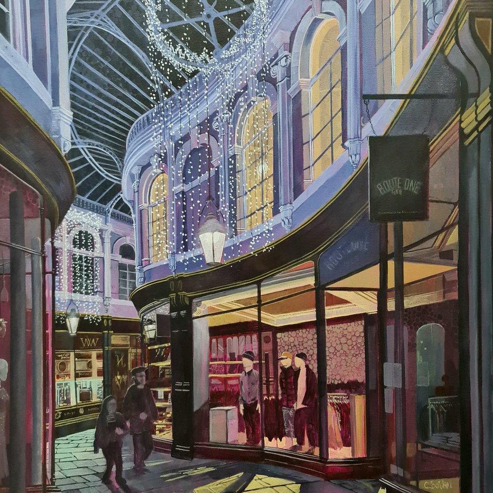 Carl's painting of the Morgan Arcade