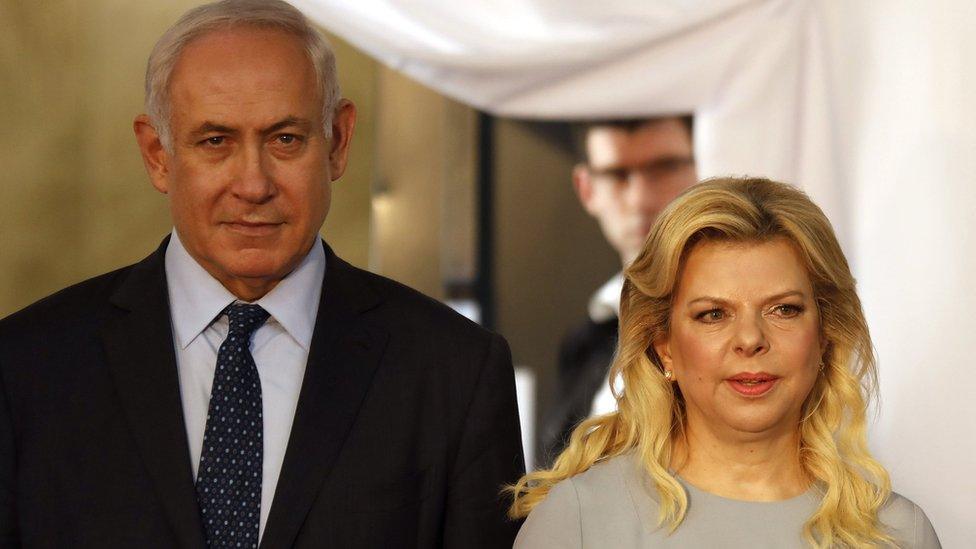 Israeli Prime Minister Benjamin Netanyahu and his wife Sara at the PM's office in Jerusalem, June 6, 2017