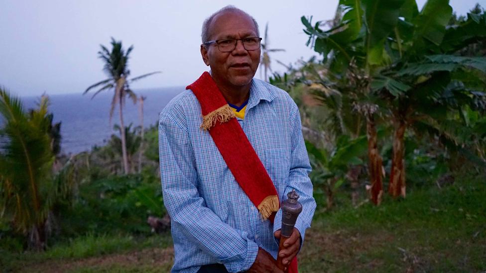 Current Chief Charles Williams with ceremonial sash and mace.