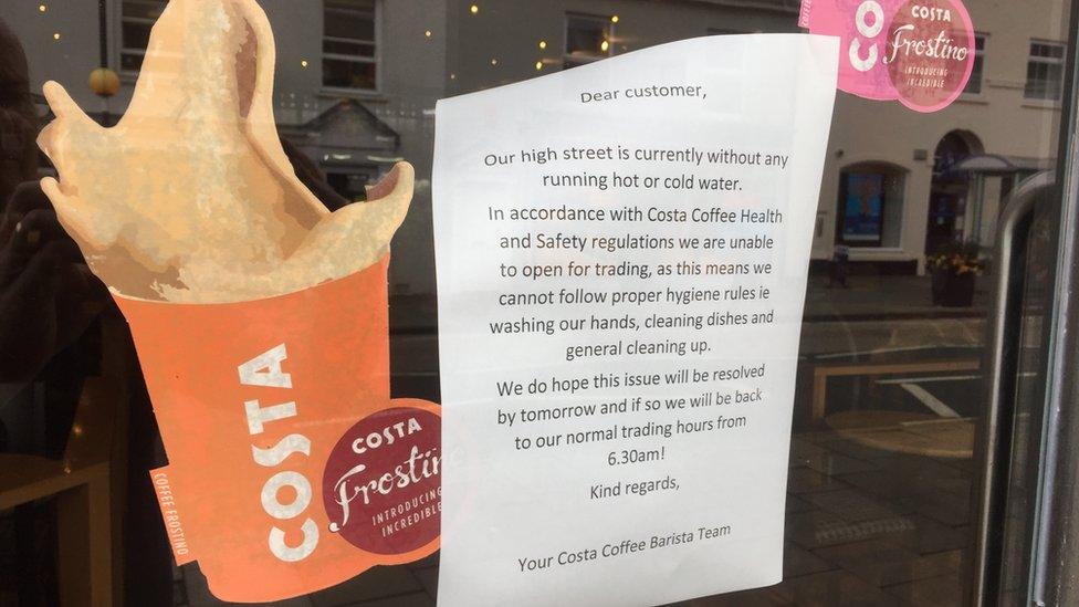 Coffee shop affected by water supply