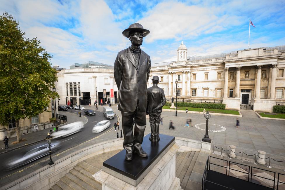 Antelope by Samson Kambalu, is seen at Trafalgar Square on September 28, 2022 in London, England.