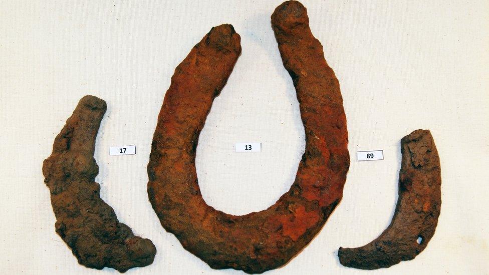 Possible 17th Century horseshoe and horseshoe fragments